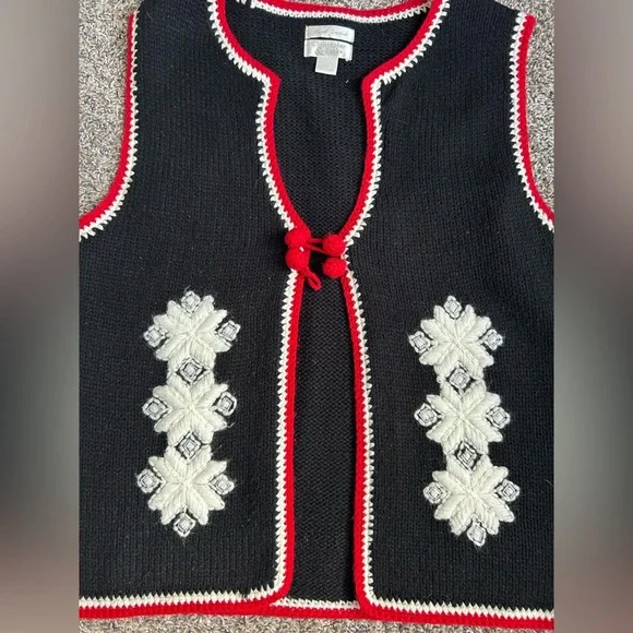 Christopher & Banks Hand Crochet Vintage Snowflake Vest size XL - Picture 2 of 8